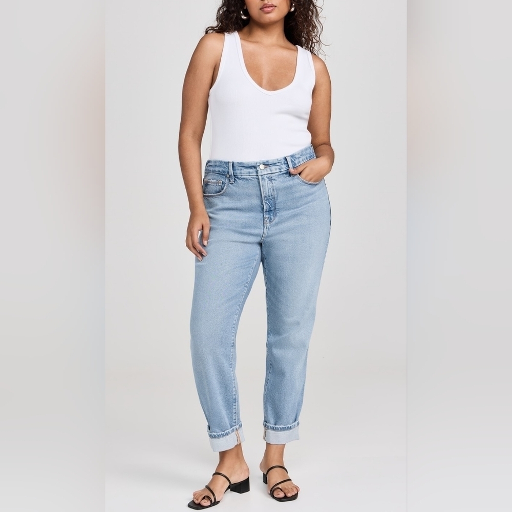 🌻NWT Good American The Weekender Cuffed Jeans, Size 16